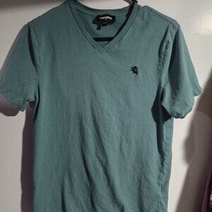 Express Green Mens Small Short Sleeve V Neck Tee